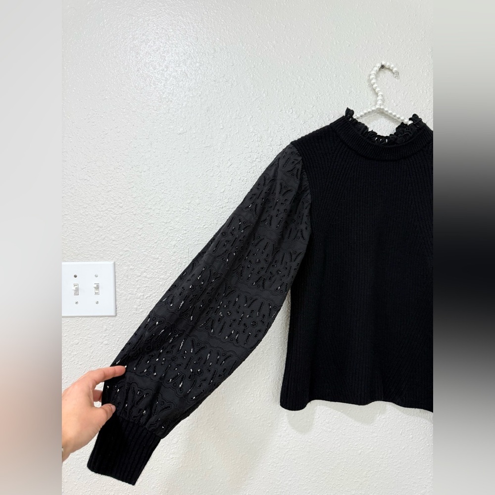 Sea NY Iris Wool Puff Sleeve Sweater Blouse Size M - Picture 3 of 8